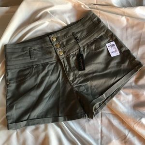 Charlotte Russe High Waisted Olive Cuffed Shorts